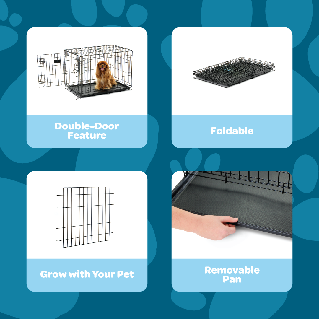 carlson-crates-medium-double-door-hundebox-schwarz-faltbar image 3
