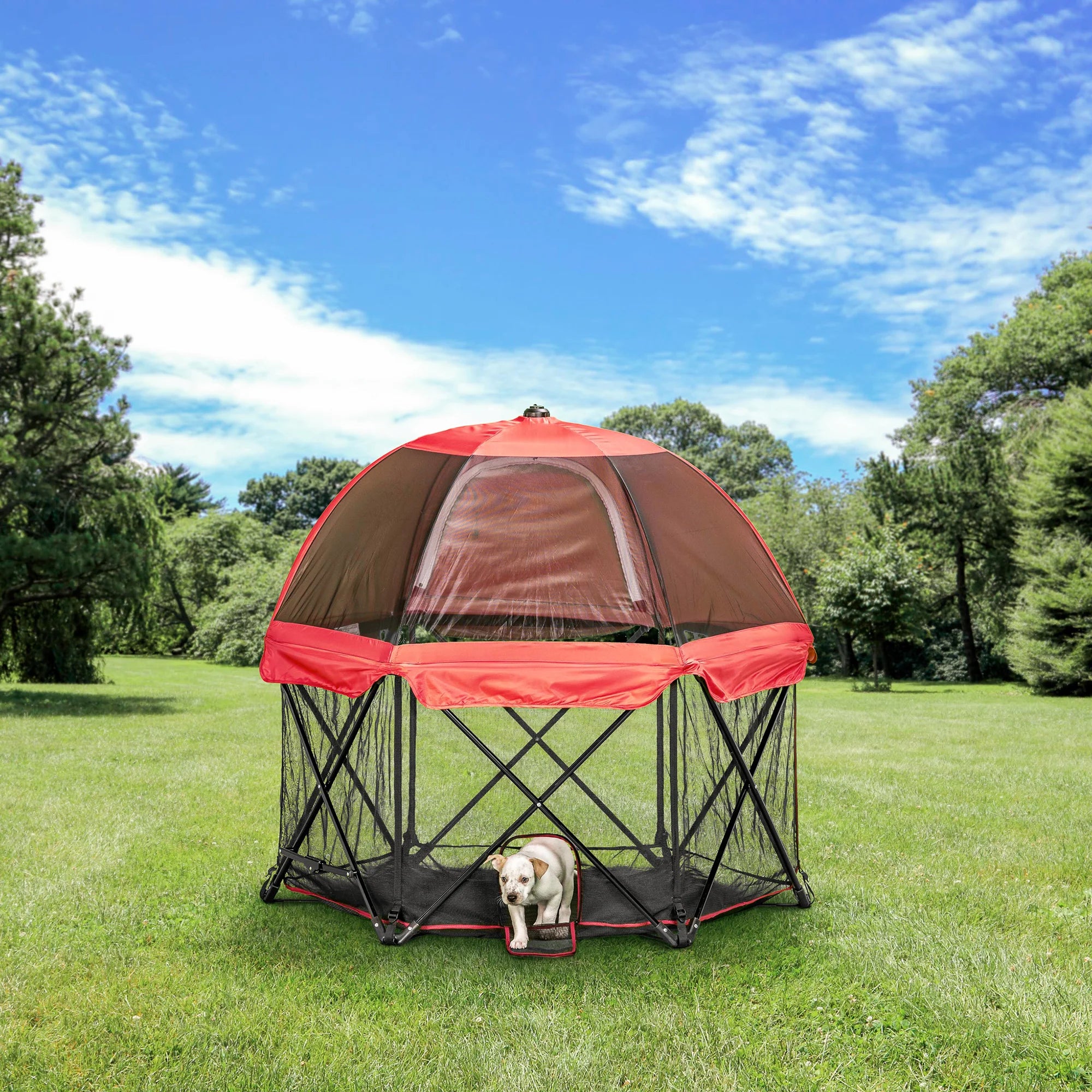 carlson-portable-pet-pen-laufstall-rot-mit-dach image 3