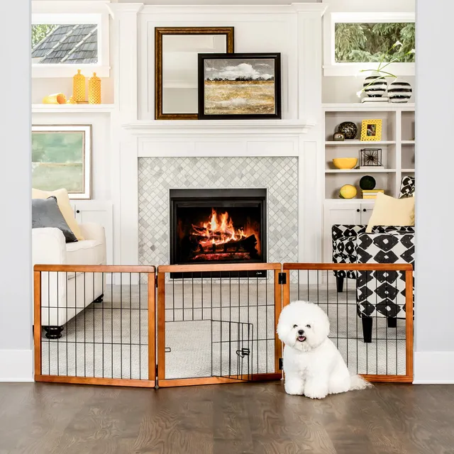 carlson-design-paw-hundegitter-holz-freistehend-mit-kleint-r image 1