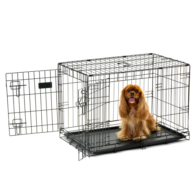 carlson-crates-medium-double-door-hundebox-schwarz-faltbar image 1