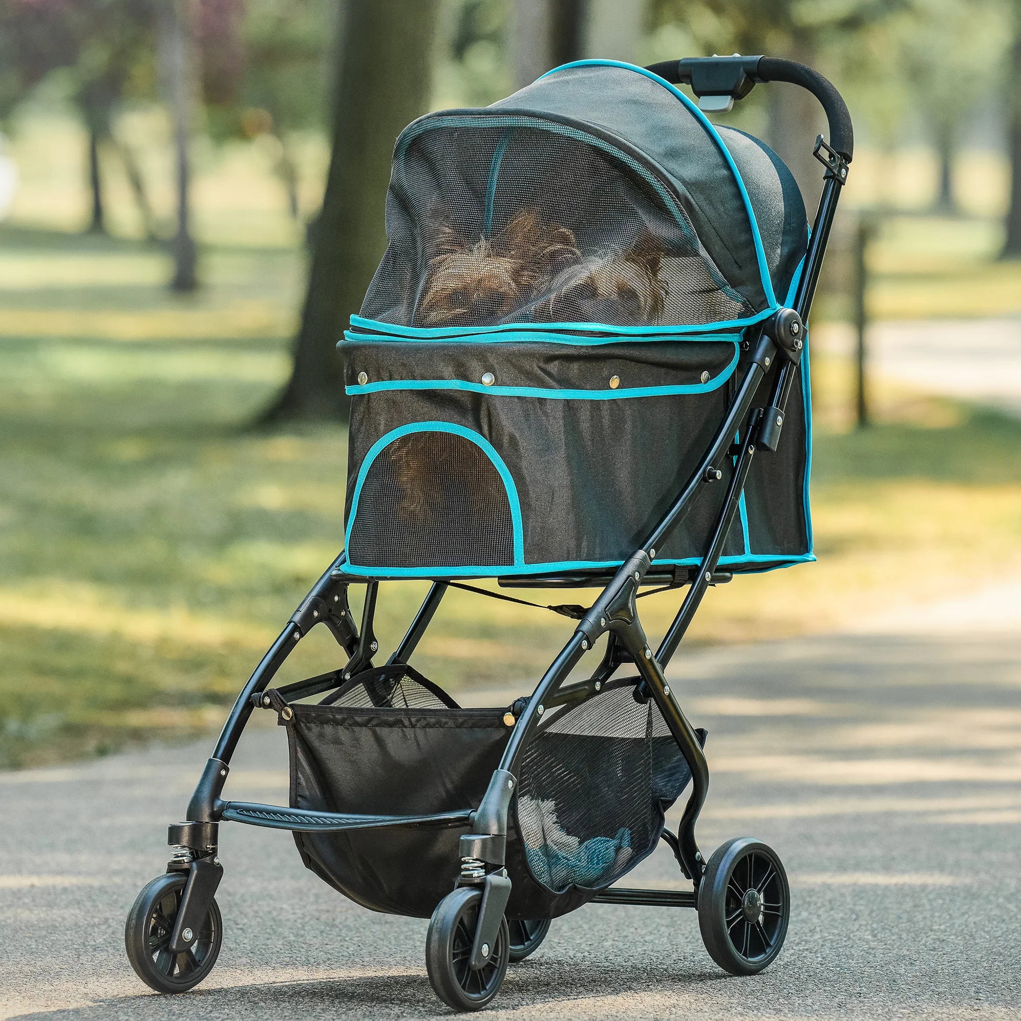 carlson-pet-strollers-easy-fold-go-hundebuggy-schwarz-blau-13-6-kg image 4