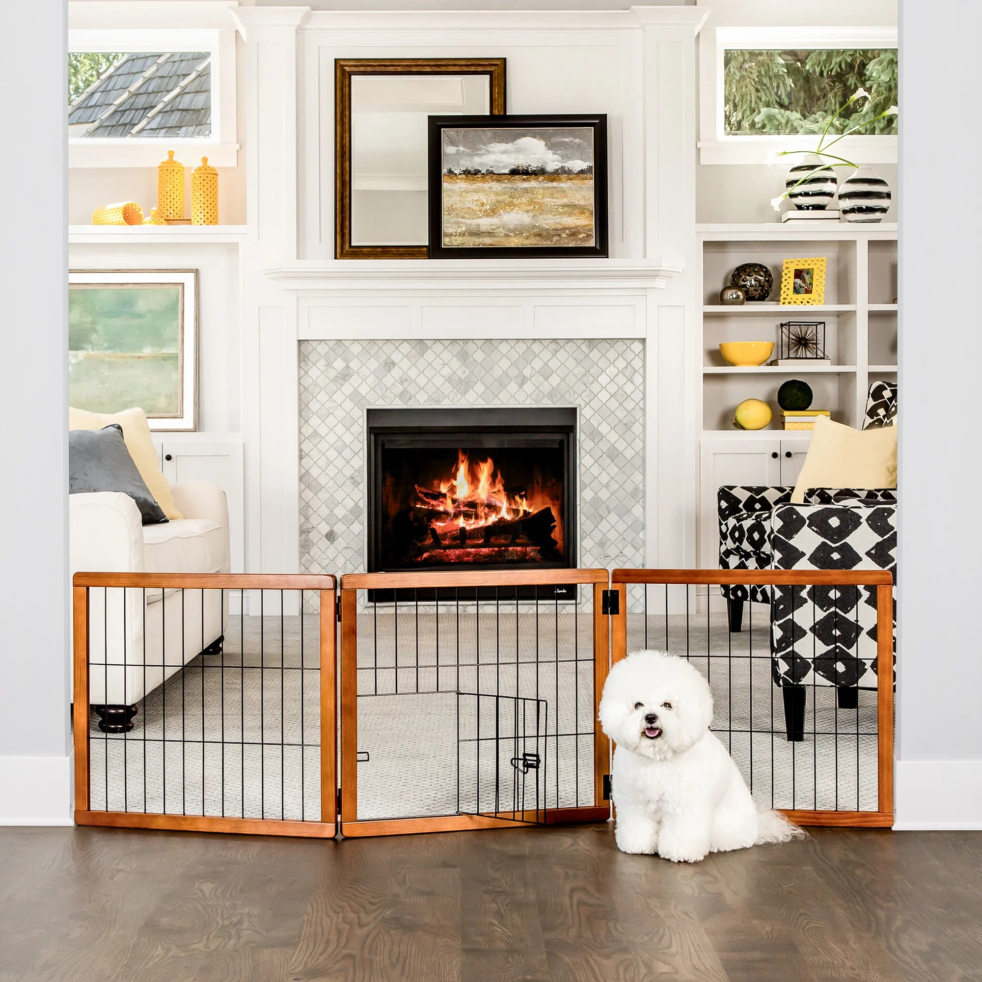 carlson-design-paw-hundegitter-holz-freistehend-mit-kleint-r image 1