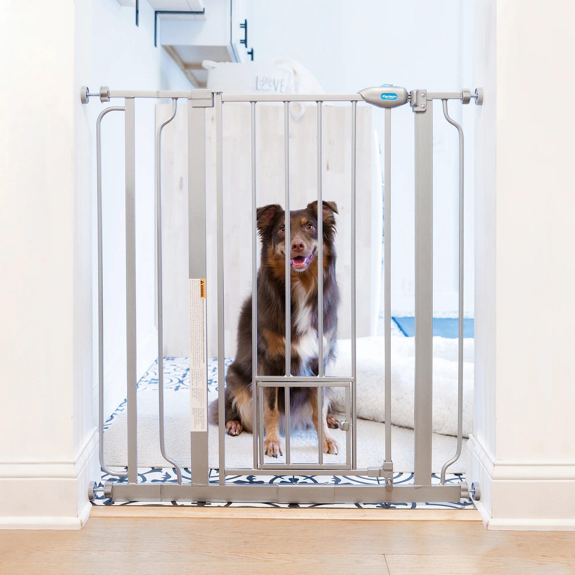 carlson-extra-tall-hundegitter-91cm-platin-mit-kleint-r image 1