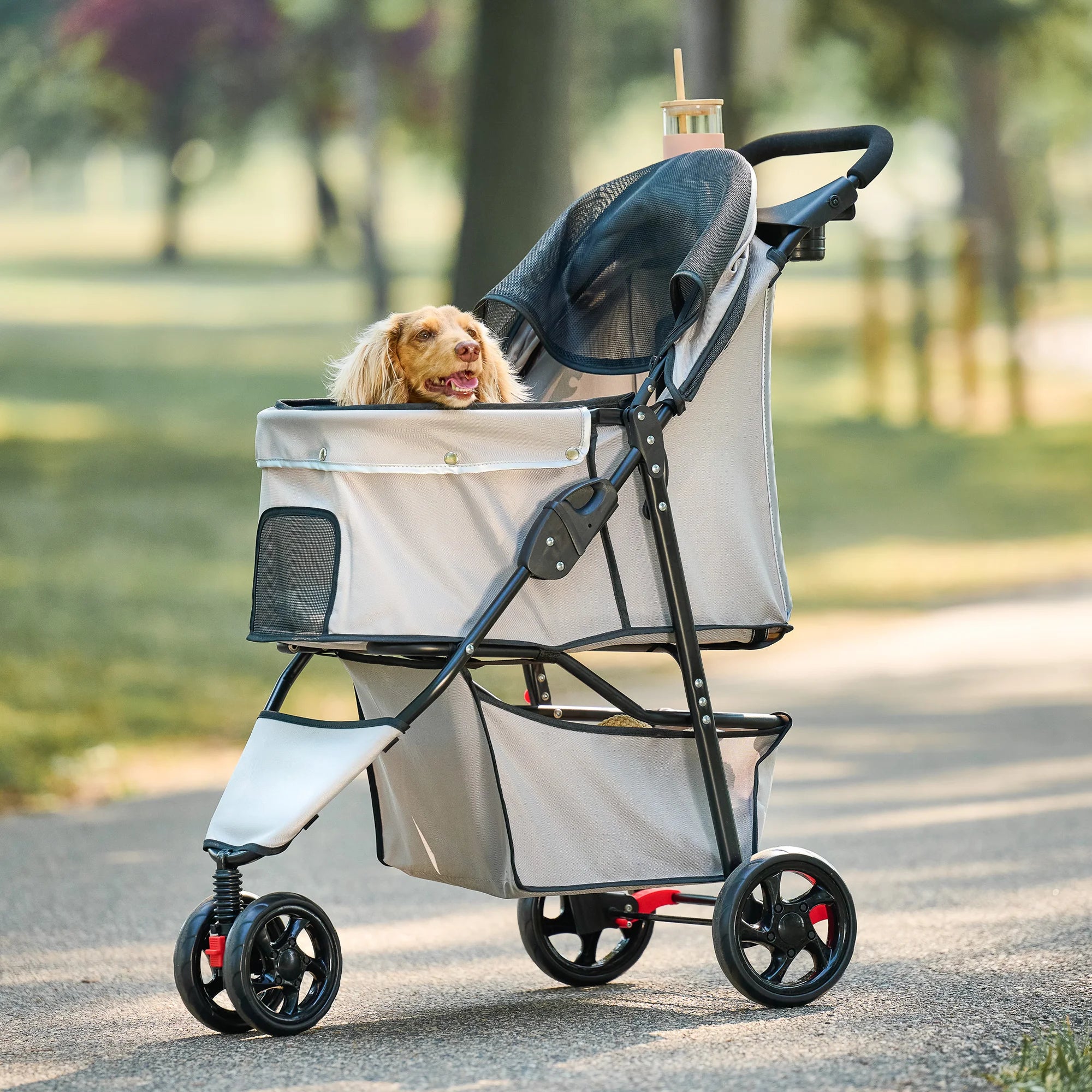 carlson-portable-pup-hundebuggy-khaki-f-r-kleine-hunde image 6