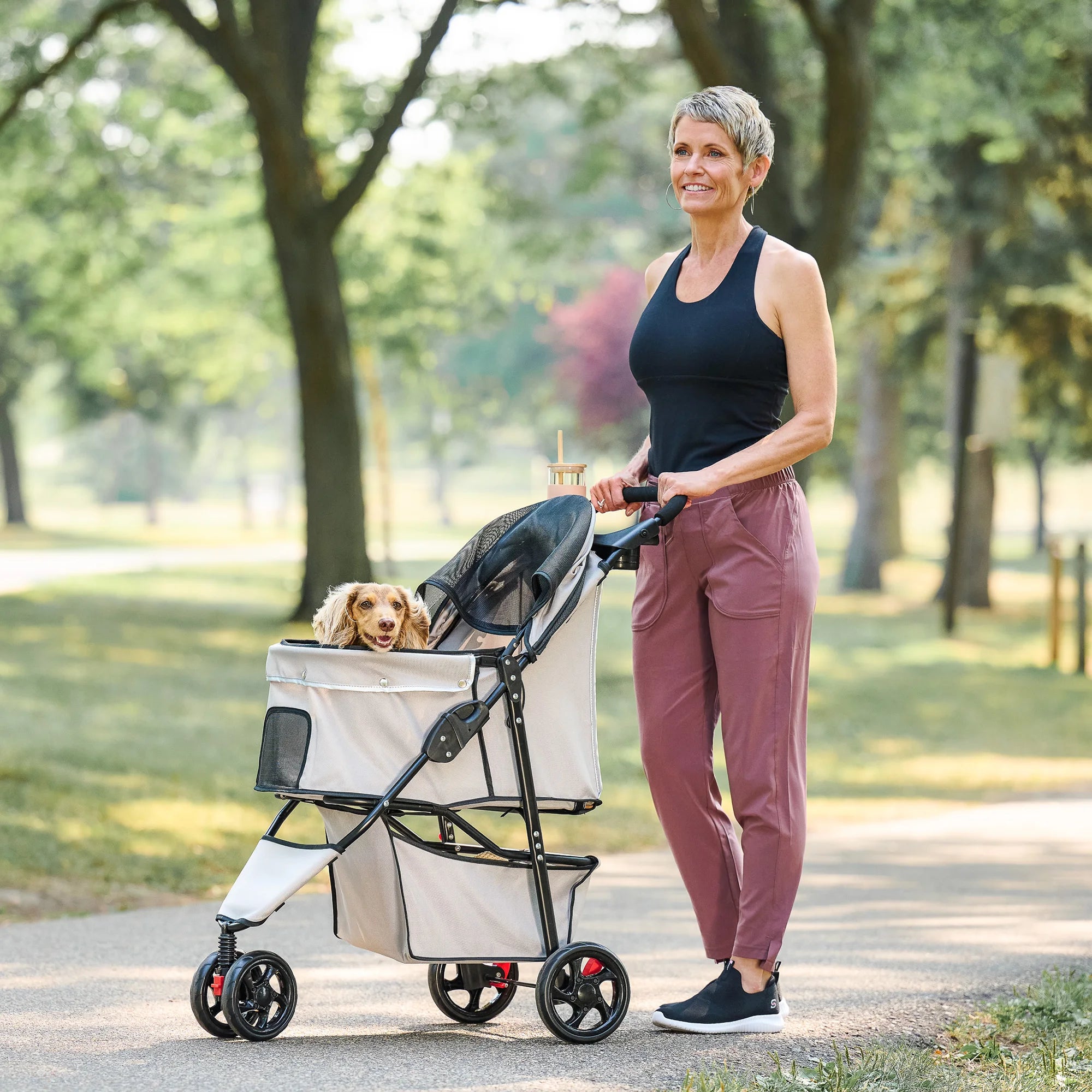 carlson-portable-pup-hundebuggy-khaki-f-r-kleine-hunde image 1