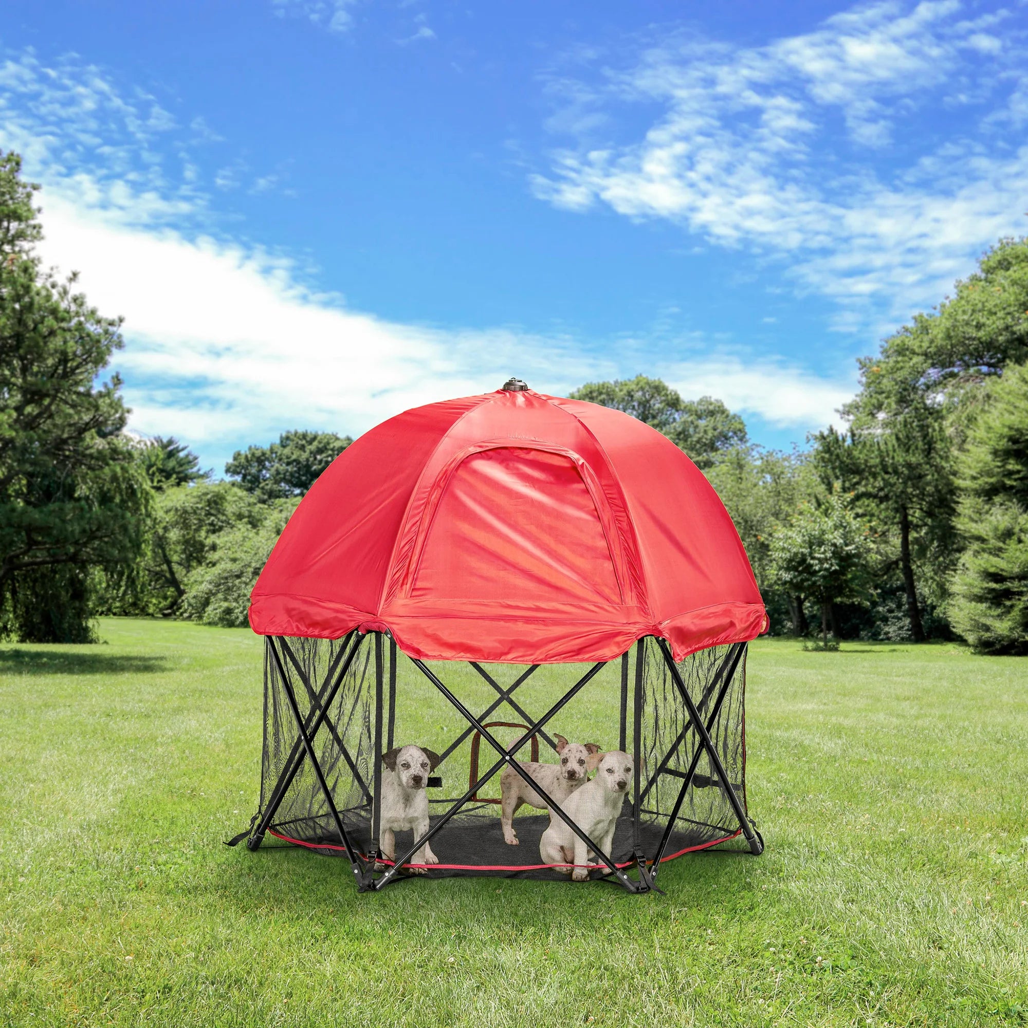 carlson-portable-pet-pen-laufstall-rot-mit-dach image 2