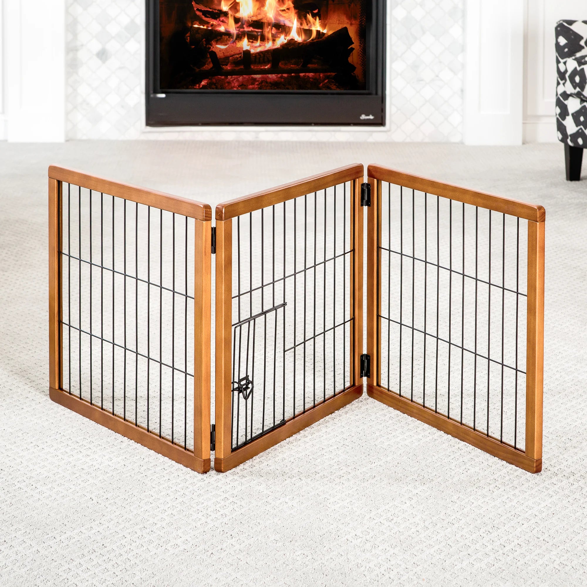 carlson-design-paw-hundegitter-holz-freistehend-mit-kleint-r image 5