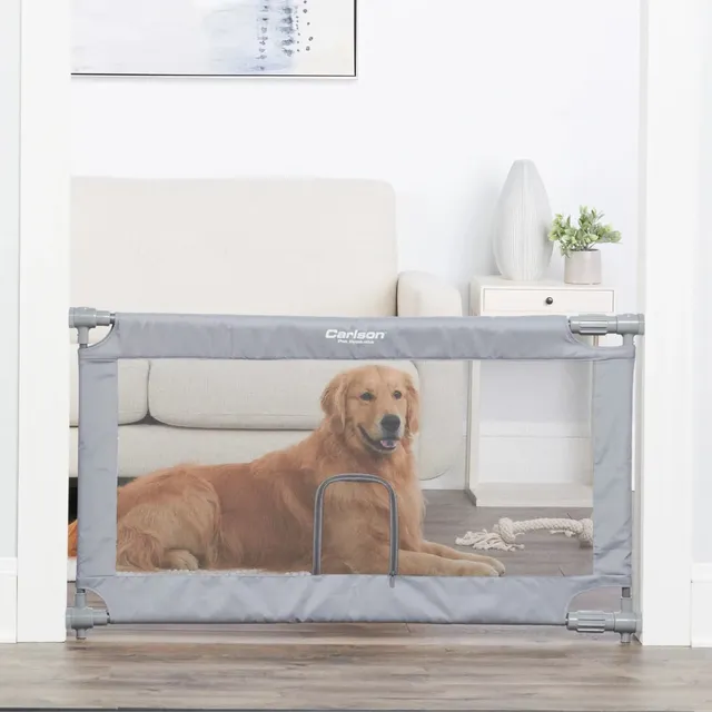 carlson-gates-expandable-mesh-hundegitter-grau-mit-kleintierklappe image 1