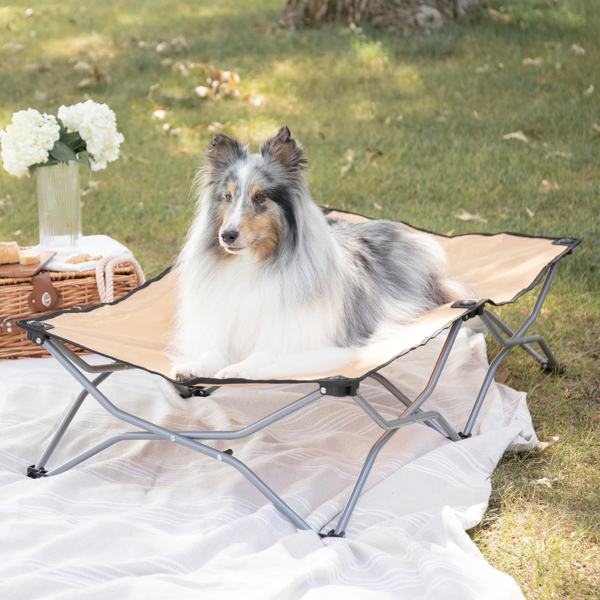 carlson-large-pup-hundebett-faltbar-beige-120-cm image 1