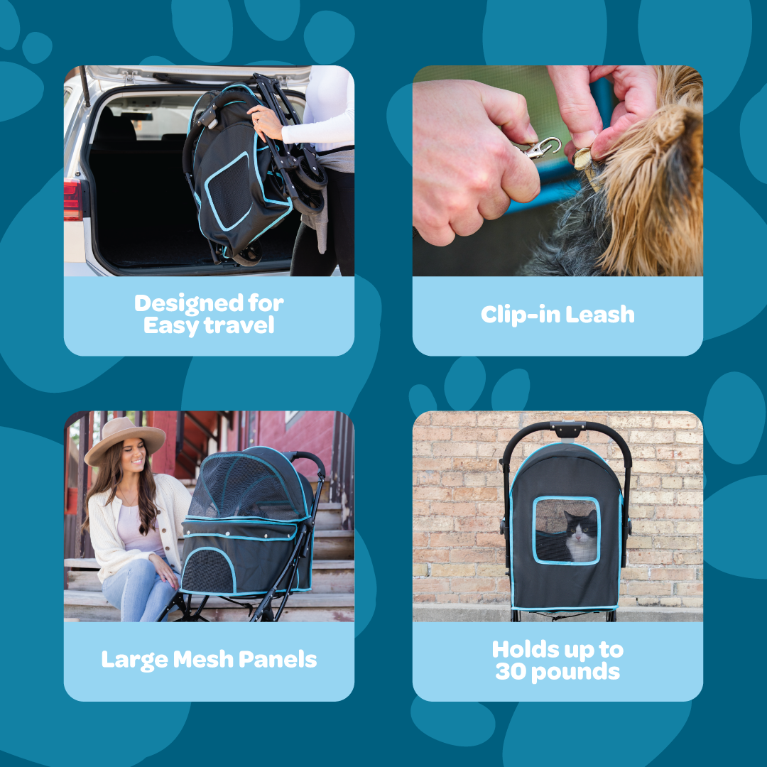 carlson-pet-strollers-easy-fold-go-hundebuggy-schwarz-blau-13-6-kg image 3